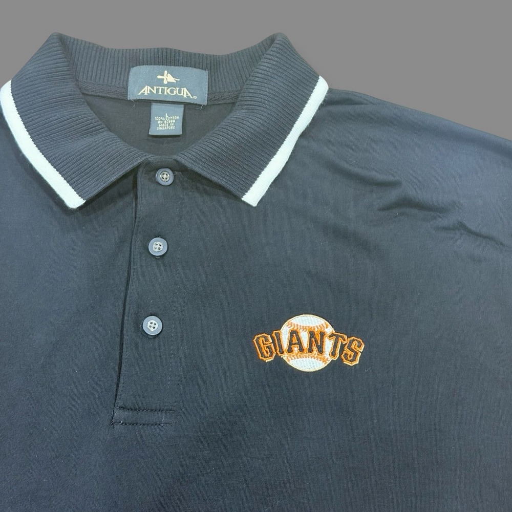 Vintage San Francisco Giants Antigua Polo Shirt Men's Black MLB Baseball Size L